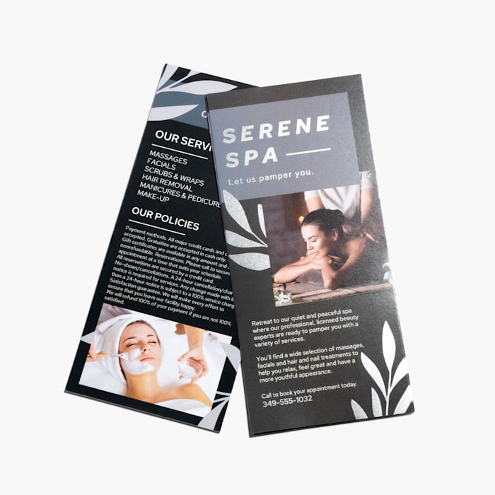 Custom rack card sample with glossy finish