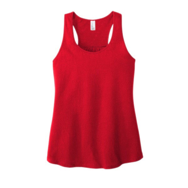 District® Women’s Gathered Back Tank with gathered racerback and front print area