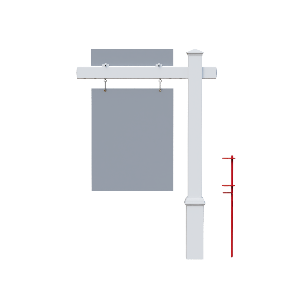 Picture of 5ft Vinyl Real Estate Post (1-Piece) - Princeton Cap - Decorative Base